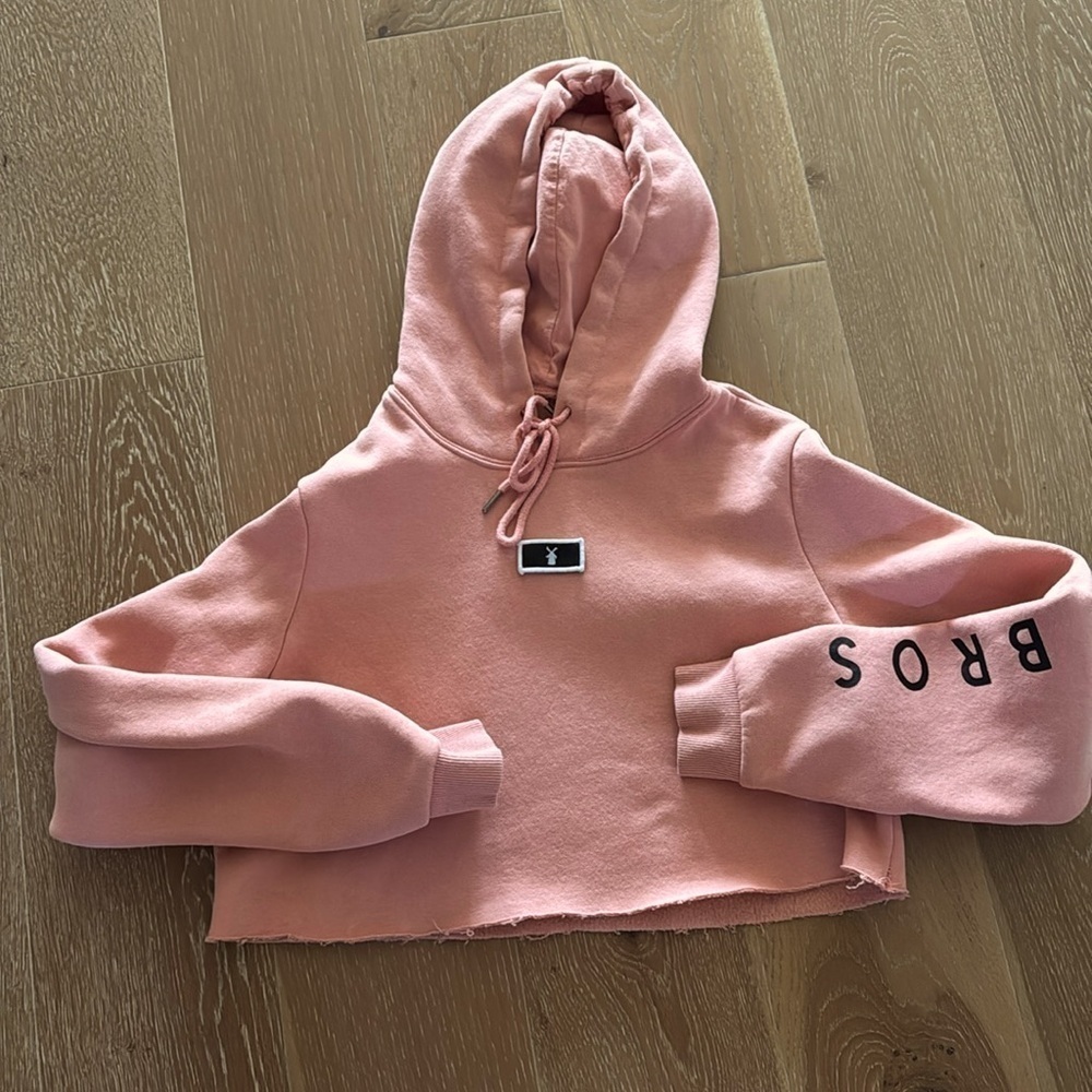 Dutch Bros Peachy Pink S Womens Hoodie Thick Soft CUTE Cutoff Cropped RARE